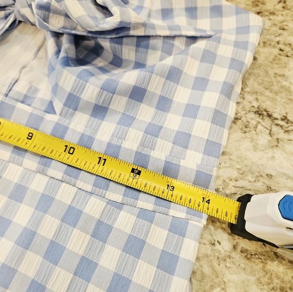 Blue Gingham Ruffle Mini Dress - Picture 10 of 11